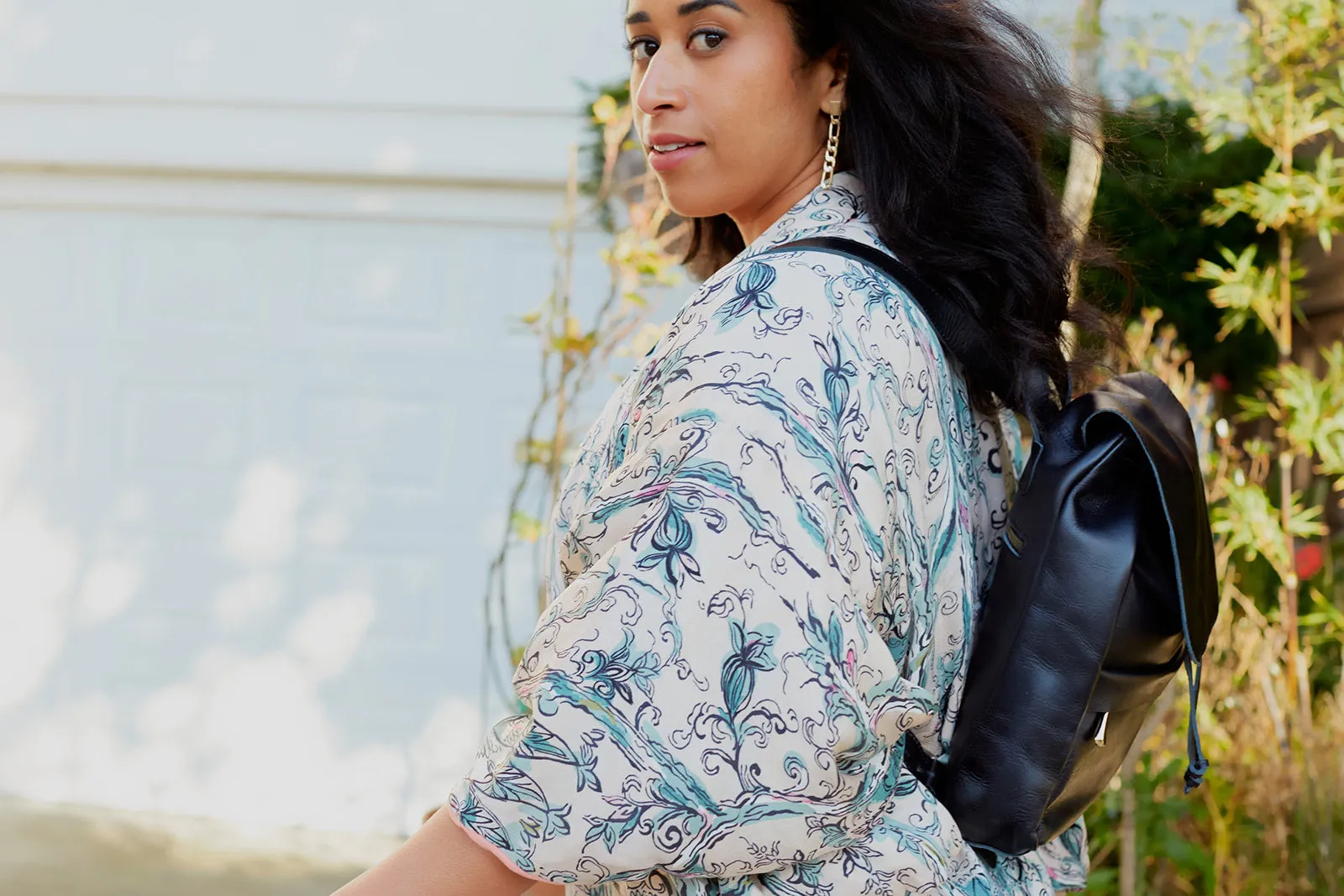 Mini Enku Leather Backpack - Black