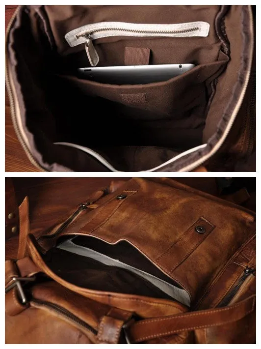 Personalized Leather Backpack Men Travel Backpack Hiking Rucksack Unisex Backpack Weekender Backpack
