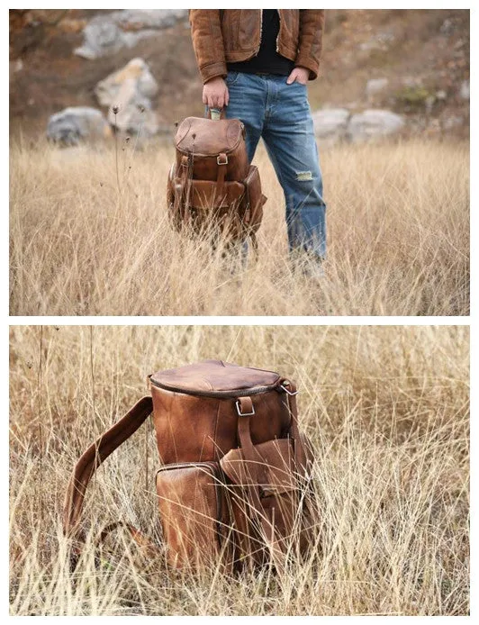 Personalized Leather Backpack Men Travel Backpack Hiking Rucksack Unisex Backpack Weekender Backpack
