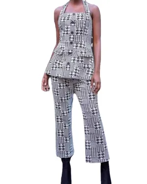Plaid Pant Set In Black/White | Black/White