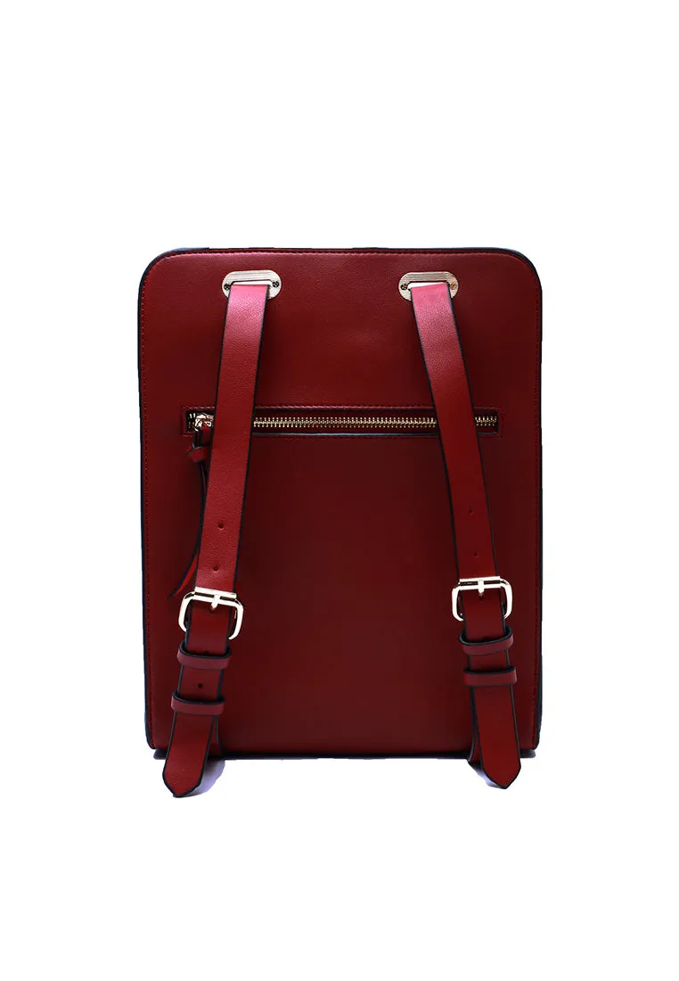 Red Square PU Backpack