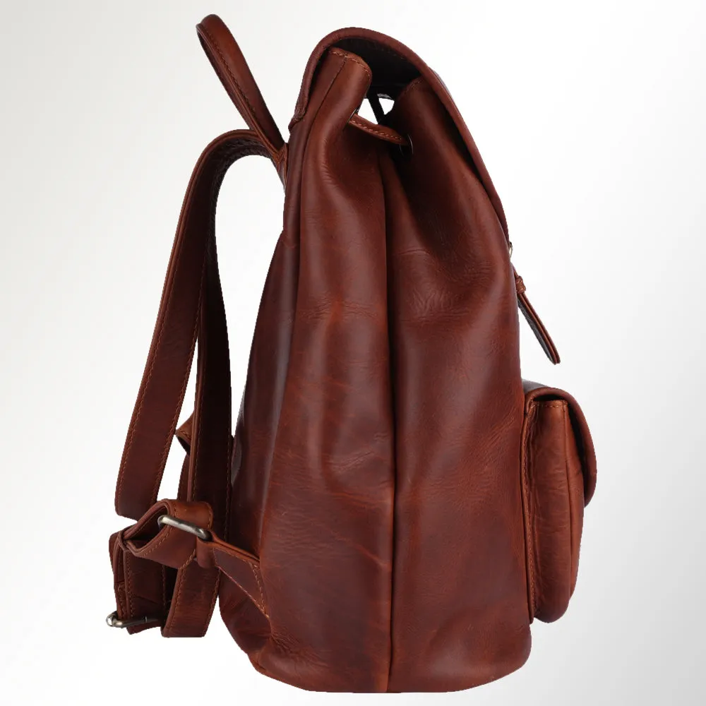 Spaghetti Western Swc425Dkbrn Backpack Vintage Handmade Drum Dyed Genuine European Cowhide Leather Women Bag Western Handbag Purse