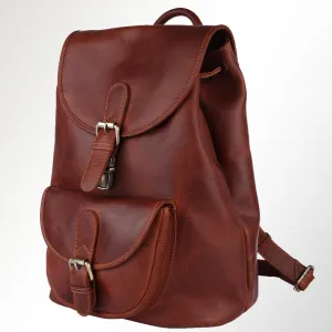 Spaghetti Western Swc425Dkbrn Backpack Vintage Handmade Drum Dyed Genuine European Cowhide Leather Women Bag Western Handbag Purse