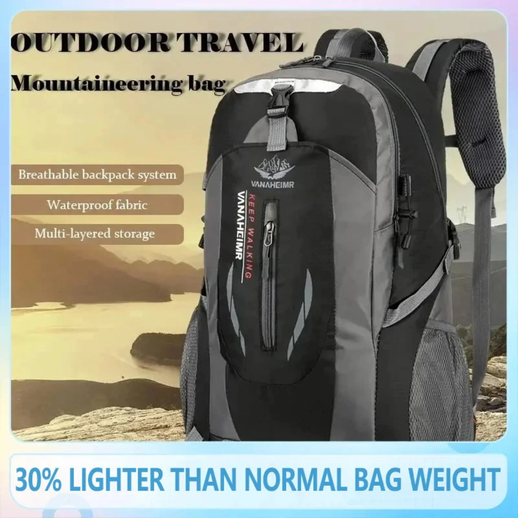 TrekMax 40L Waterproof Hiking Backpack | 40L Outdoor Waterproof Large Capacity Hiking Bag