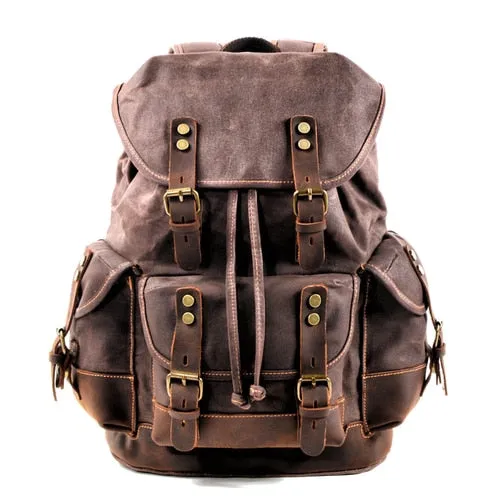 Waxed Canvas Backpack Travel Bag