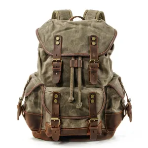 Waxed Canvas Backpack Travel Bag