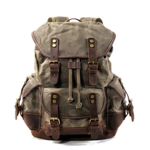 Waxed Canvas Backpack Travel Bag