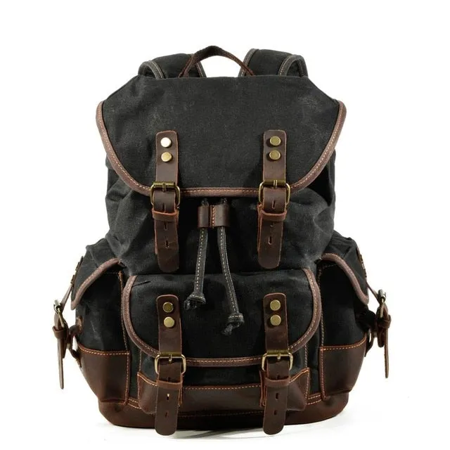 Waxed Canvas Backpack Travel Bag