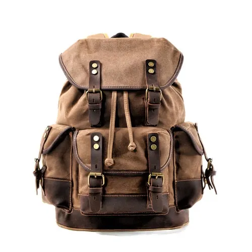 Waxed Canvas Backpack Travel Bag