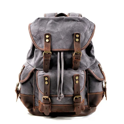 Waxed Canvas Backpack Travel Bag